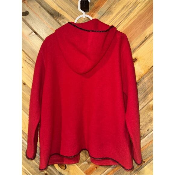 Vintage Pierre Cardin Women’s Wool SweaterJacket W/Hood-Red-Small-Toggle Closure - Picture 4 of 5